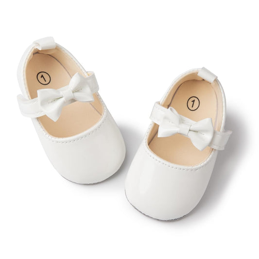 Meckior Infant Baby Girls Soft Sole Bowknot Princess Wedding Dress Mary Jane Flats Prewalker Newborn Light Baby Sneaker Shoes