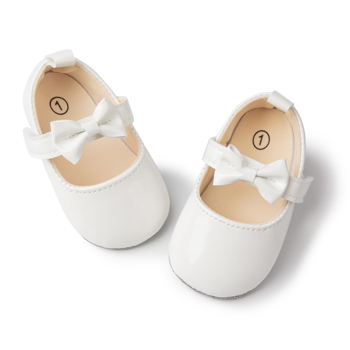 Meckior Infant Baby Girls Soft Sole Bowknot Princess Wedding Dress Mary Jane Flats Prewalker Newborn Light Baby Sneaker Shoes