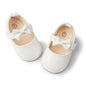 Meckior Infant Baby Girls Soft Sole Bowknot Princess Wedding Dress Mary Jane Flats Prewalker Newborn Light Baby Sneaker Shoes