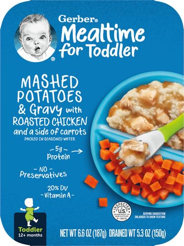 Gerber Meal Time for Toddlers Mashed Potatoes and Gravy with Roasted Chicken With Carrots, 6.6 Oz