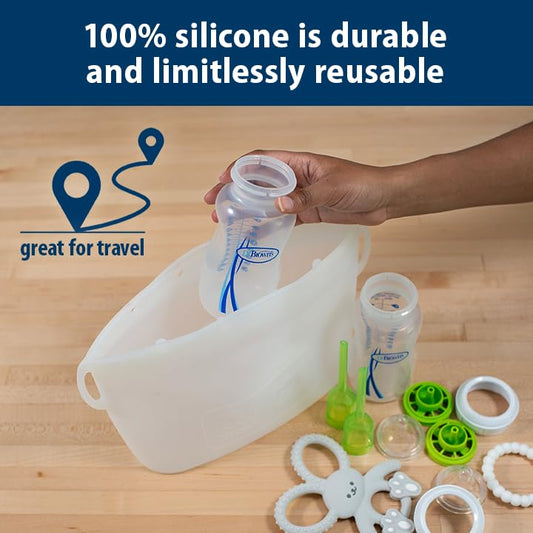 Dr. Brown's Microwave Steam Sterilizer Bag for Baby Bottles, Breast Pump Parts & Other Toddler Accessories, 100% Silicone, Reusable Sterilizing Bag