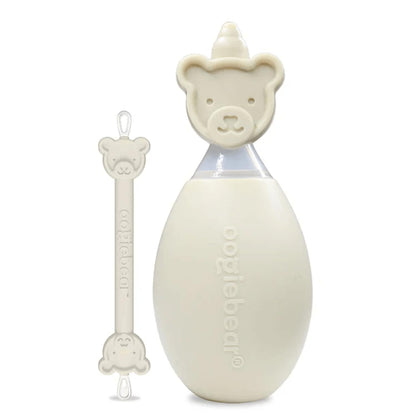 oogiebear BearPair Silicone Bulb Baby Nasal Aspirator and Ear & Nose Syringe, Safely Sucks Snot and Removes Mucus, Cleanable and Reusable, Grey