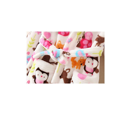 Unisex Baby Hooded Bathrobe Kids Flannel Pajamas Dressing Gown for Boys Girls