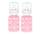 Lifefactory Glass Baby Bottle with Silicone Sleeve 4 Ounce - 2 Pack - Pink