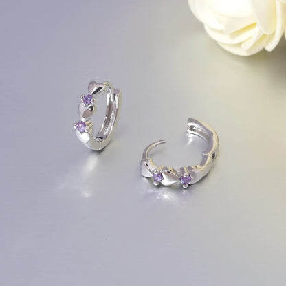 CiNily 14K White Gold Plated Small Hoop Earrings for Women Girls Heart Cubic Zirconia Hypoallergenic Earrings