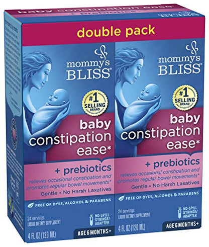Mommy's Bliss Constipation Ease + Prebiotics, Relieves Occasional Constipation, Gentle & Safe, No Harsh Laxatives, 4 Fl Oz Bottle (Pack of 1)