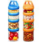SELEWARE Portable Stackable Food Storage Containers for Snacks Formula Powder and Drinks Twist Lock System Airtight Leak-proof BPA and Phthalate Free 4 Piece Jars 31oz Blue