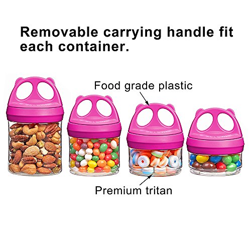 SELEWARE Portable Stackable Food Storage Containers for Snacks Formula Powder and Drinks Twist Lock System Airtight Leak-proof BPA and Phthalate Free 4 Piece Jars 31oz Blue