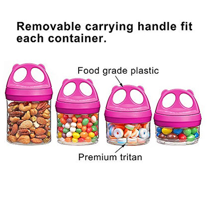 SELEWARE Portable Stackable Food Storage Containers for Snacks Formula Powder and Drinks Twist Lock System Airtight Leak-proof BPA and Phthalate Free 4 Piece Jars 31oz Blue