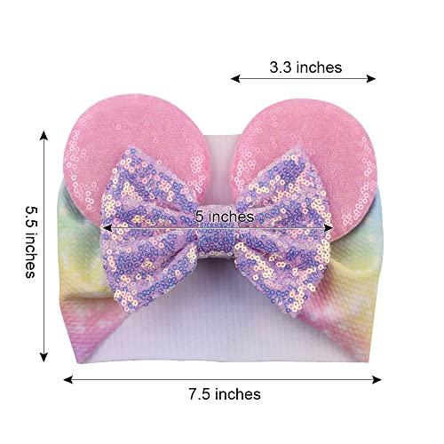 JIAHANG Baby Leopard Bows Turban Knotted Head Wraps, Hair Bows Headbands Stretchy Hair bands for Infant Toddlers Girls (pink leopard)