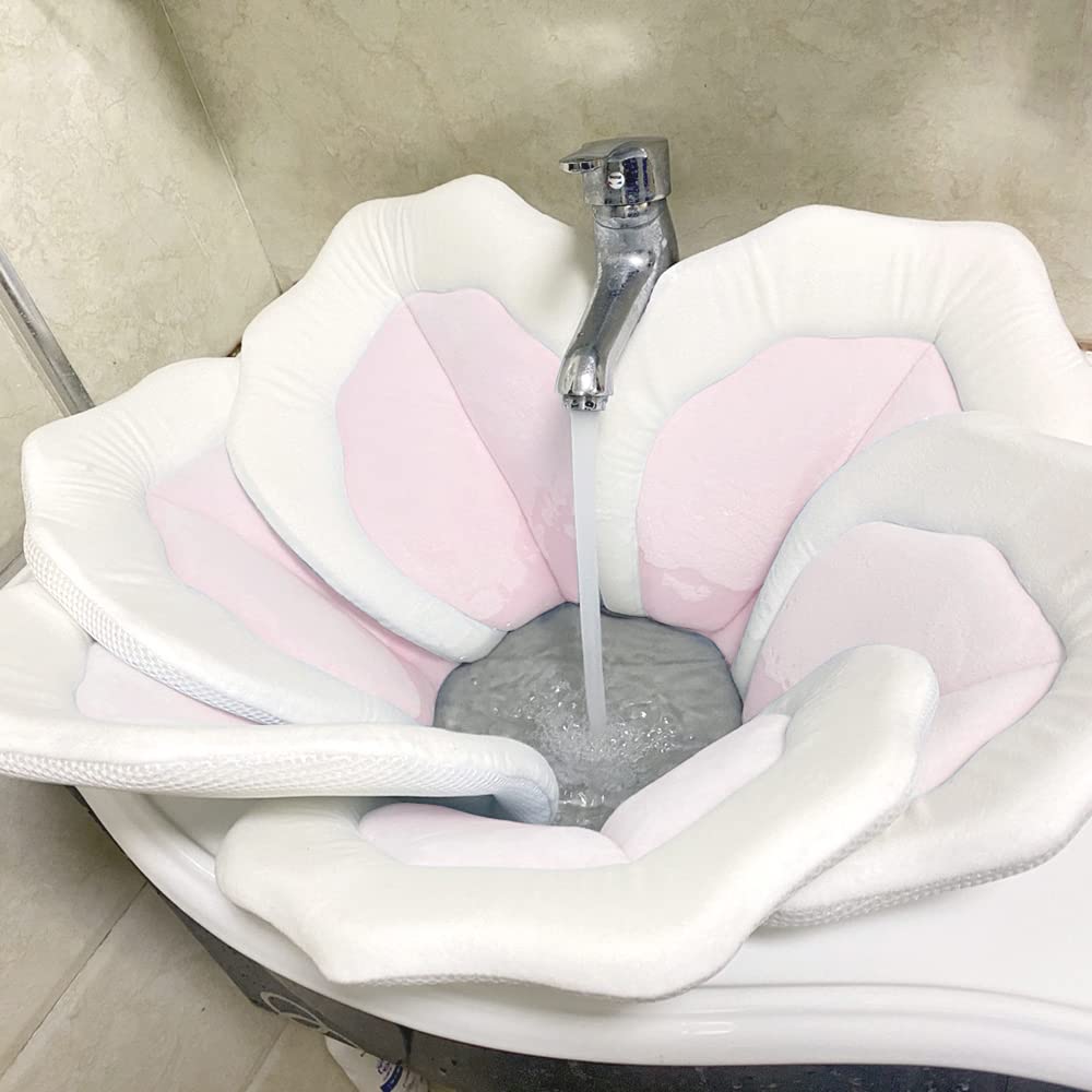 Baby Bath Pad for Infant Bathtub Sink - Flower Mat Tub Lounger - Petal Soft Supports Newborn Bathing Insert Seat - 31" (Pink)