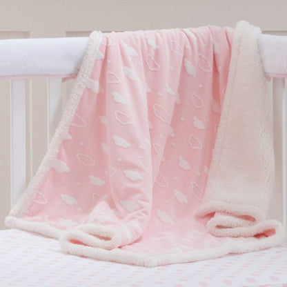 American Baby Company Heavenly Soft Chenille Sherpa Receiving Blanket, 3D Pink, 30" x 35", Warm and Cozy for Boys and Girls, Ideal for Baby Carrier, Stroller, and Travel