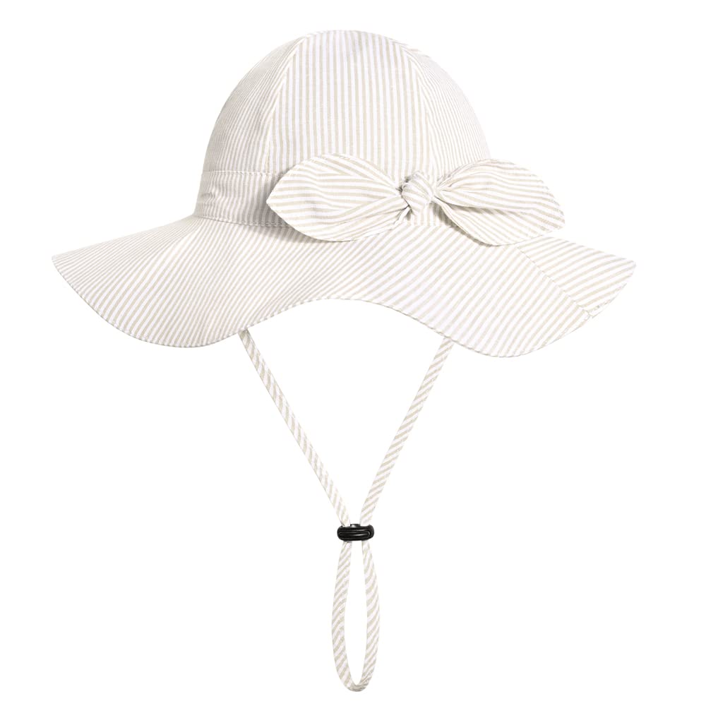 Baby Girl Sun Hat with UPF 50+ Outdoor Adjustable Beach Hat with Wide Brim Bucket Hats