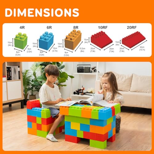 Giant Plastic Blocks Jumbo, Big Blocks, Jumbo Blocks, Big Building Blocks Jumbo, Giant Blocks, Huge Blocks, Jumbo Building Blocks, 86 Pieces Large Blocks for Kids Ages 1 to 8 86 pcs blocks with wheels