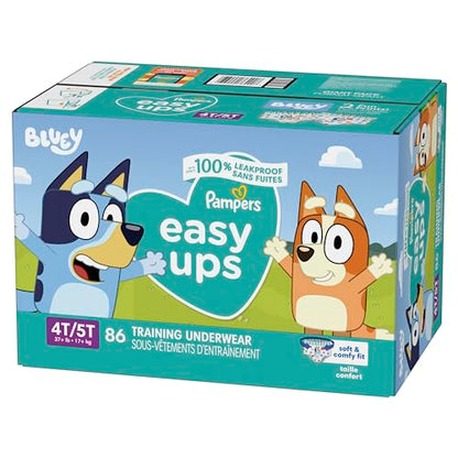 Pampers Training Pants - Easy Ups Boys & Girls Bluey - Size 4T-5T, 104 Count, Children's Potty Underwear (Packaging May Vary)