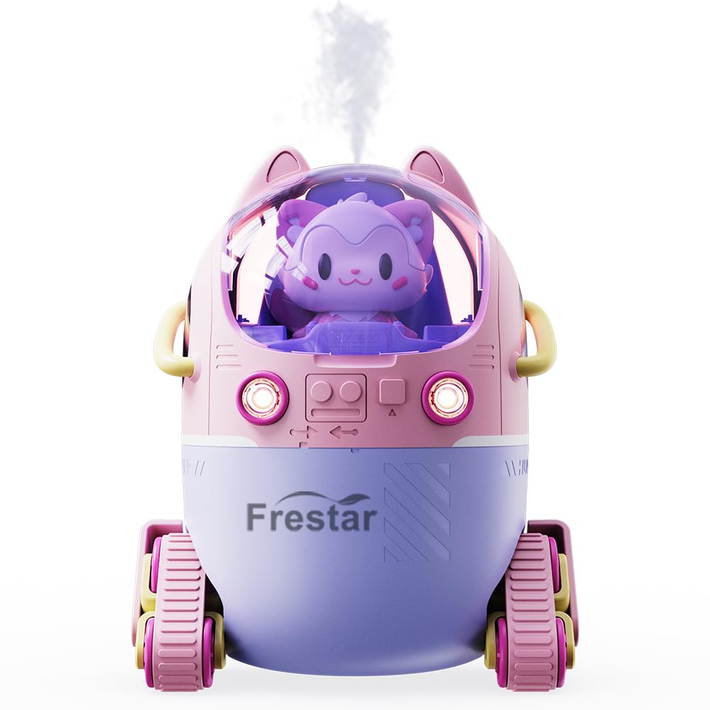 Mini USB Humidifier 220ml with LED Night Light, Small Cute Humidifier Bulit in Adorable Doll for Kids, Plant, Bedroom, Office, Desk, Babies Room, No Battery(Green-Huhu)