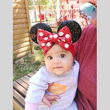 JIAHANG Baby Leopard Bows Turban Knotted Head Wraps, Hair Bows Headbands Stretchy Hair bands for Infant Toddlers Girls (pink leopard)