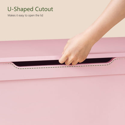 usikey 39.4” Storage Chest, Toy Box with 2 Safety Hinges, Toy Chest, Storage Bench for Bedroom, Supports 220 lb, for Living Room, Entryway, Pink