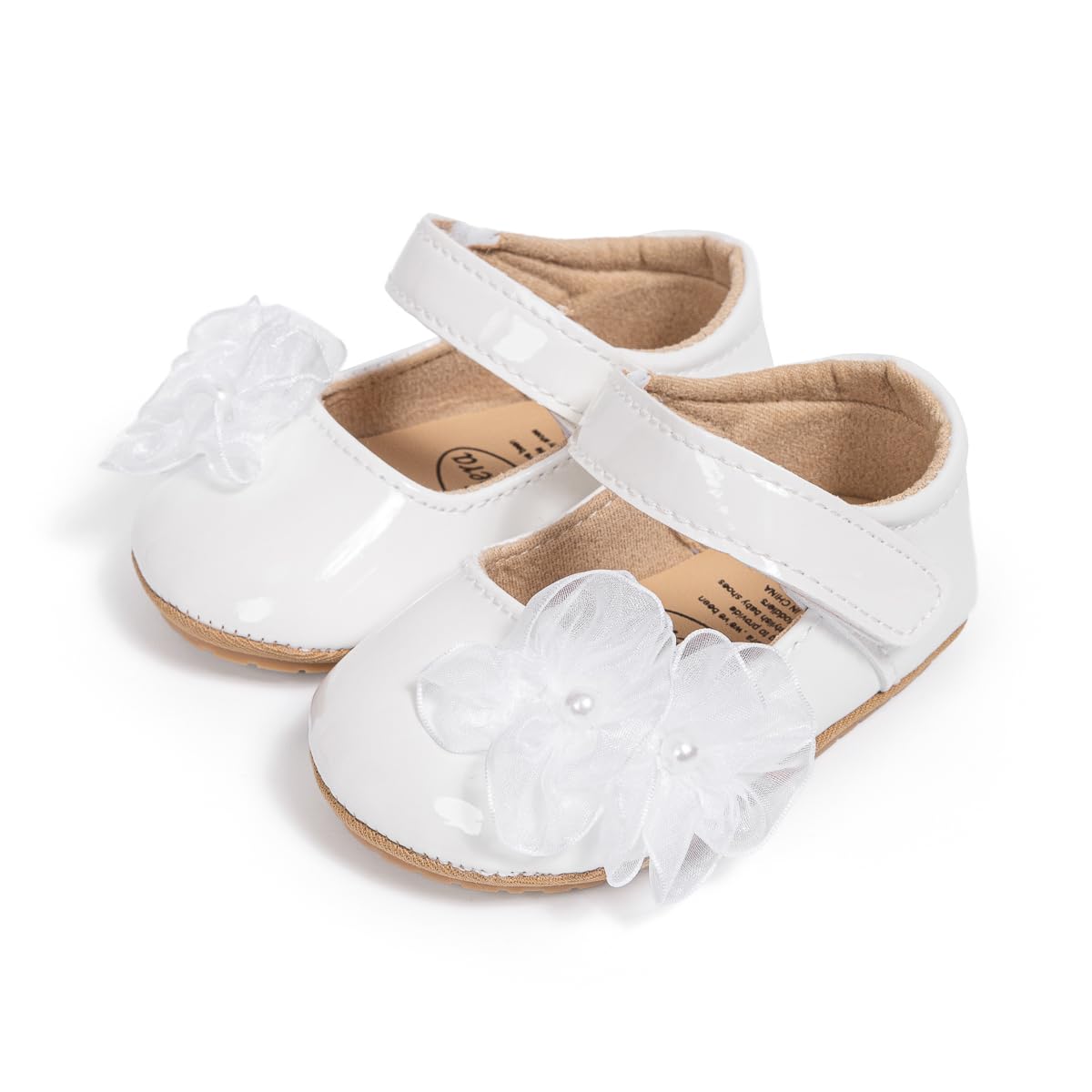 ohsofy Infant Baby Girls Mary Jane Flats Non-Slip Bowknot Princess Wedding Dress Shoes Toddler Crib Shoes