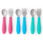 Elk and Friends Kids Silverware with Silicone Handle | Childrens Safe Flatware | Toddler Utensils | Baby Spoons + Forks | Stainless Steel Cutlery