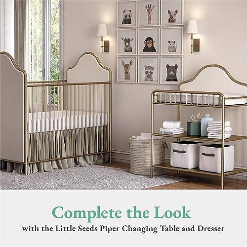 Little Seeds Piper Upholstered Metal Crib, Gold