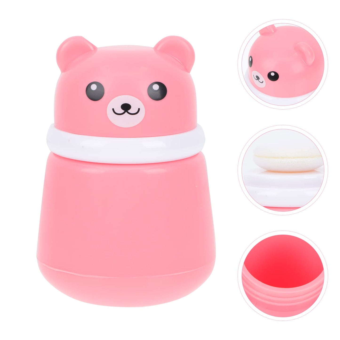 Cartoon Bears Baby Powders Puff Box, Pink Large-Capacity Powder Container with Sponge Puff, Safe and Gentle Design for Baby'S Skin, Portable for Home and Travel Use