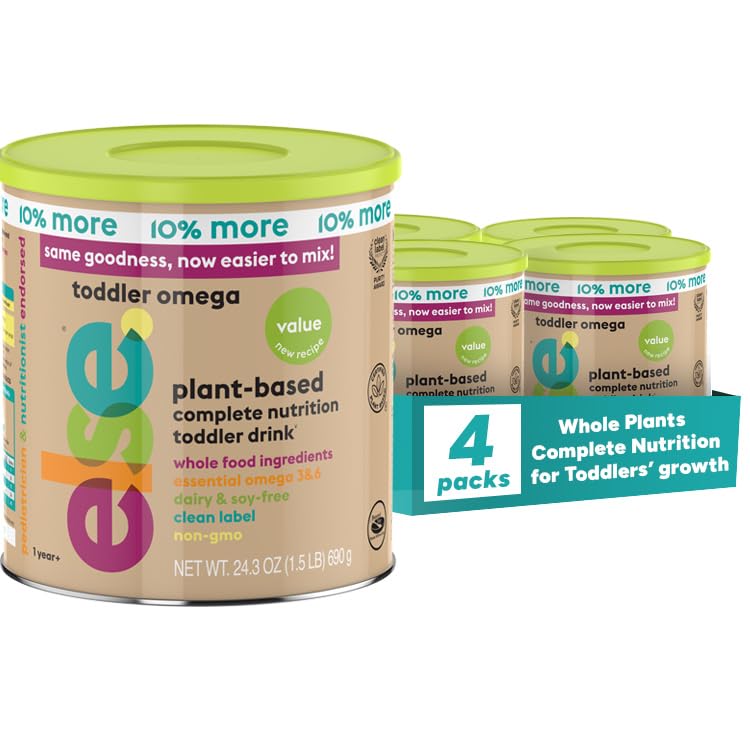 ELSE NUTRITION Toddler Formula 12-36 Months w/Omega 3&6 for Brain Development - Lactose Free, Dairy Free Nutrition Drink - Plant Based Protein Powder w/ 20+ Vitamins (22oz, 1-Pack)