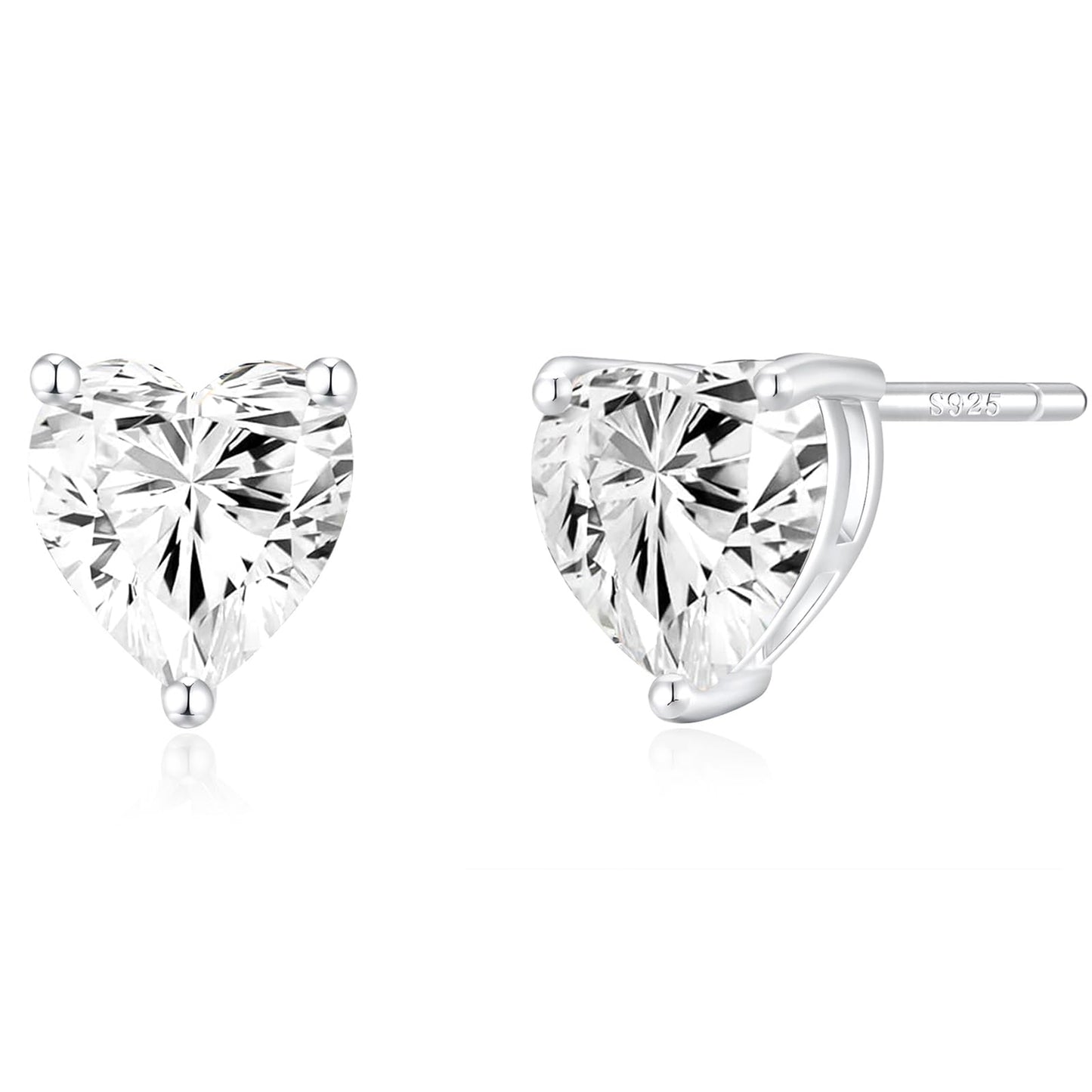 14K Gold Plated Stud Earrings 925 Sterling Silver Post Earrings Heart Love Cubic Zirconia Stud Earrings Small Cute for Women