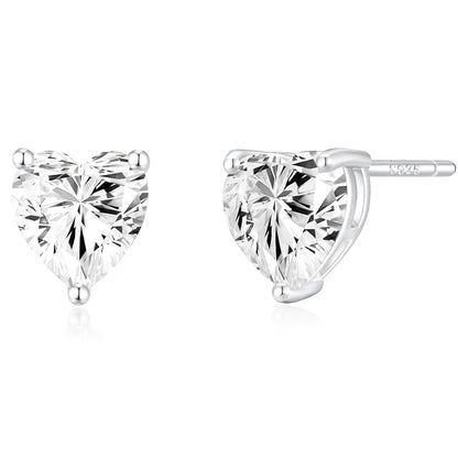 14K Gold Plated Stud Earrings 925 Sterling Silver Post Earrings Heart Love Cubic Zirconia Stud Earrings Small Cute for Women