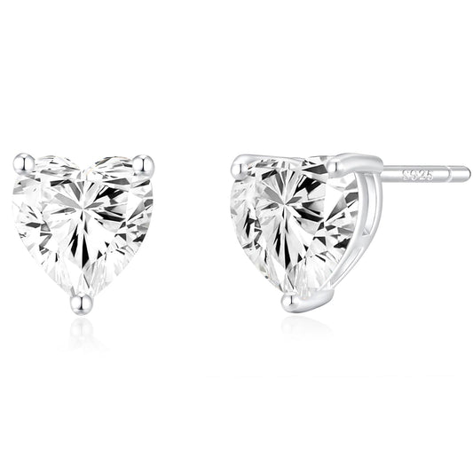 14K Gold Plated Stud Earrings 925 Sterling Silver Post Earrings Heart Love Cubic Zirconia Stud Earrings Small Cute for Women