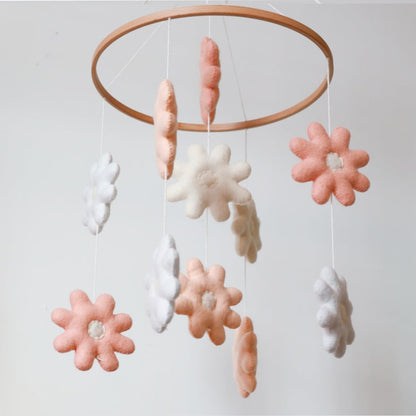 Baby Mobile for Crib - Handmade Modern Boho Baby Mobiles for Bassinet Felt Nursery Mobile Gender Neutral - Gold Moon and Stars - Girl Cribs Decorations