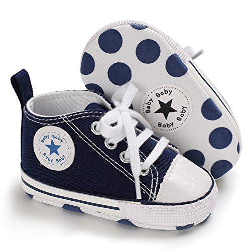 Unisex Baby Girls Boys Canvas High-top Shoes, Newborn Infant Anti-Slip Soft Sole Frist Walking Breathable Sneakers