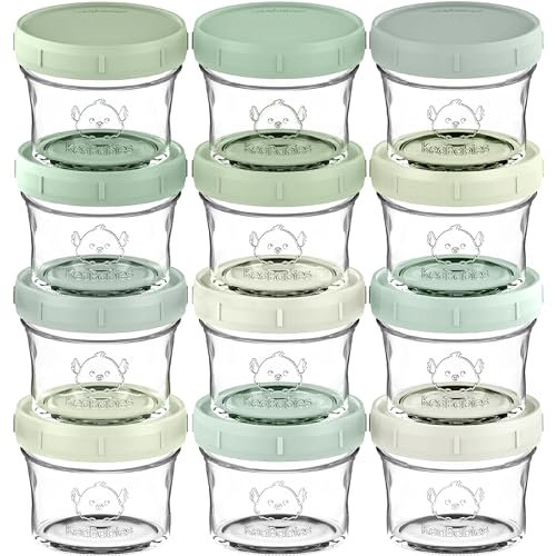 KeaBabies 4pk 8oz & 4pk 4oz Glass Baby Food Containers with Lids - Leak-Proof,Microwavable Small Glass Jars,Baby Purees & Toddler Snack Storage Containers,BPA-Free,Dishwasher & Freezer Safe(Musk Dusk)