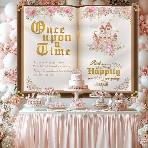 Custom Girl Birthday Backdrop Banner – Princess Fairy Tale Party Decor, Personalized Premium Photo Booth Background for Birthdays, Baby Showers – Durable, Reusable, Easy to Hang (5x7ft)