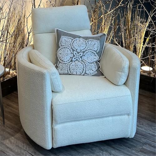 Pemberly Row Contemporary Fabric Swivel Glider Recliner in Ivory