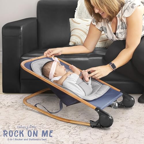 Dream on Me Rock With Me 2-in-1 Baby Rocker and Stationary Seat, Baby Rocker Seat for Infant with Removable Toy Bar, Baby Rocker Chair with Soothing Music & Vibration, 0-6 Months, Upto 20 Lbs