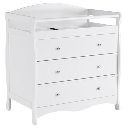 3-Drawer Changing Table, Safety Rails & Strap, Infant Diaper Changing Station with Drawers, Baby Diaper Changing Table Dresser for Nursery, Easy Assembly (White)
