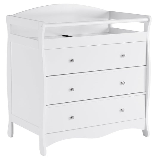 3-Drawer Changing Table, Safety Rails & Strap, Infant Diaper Changing Station with Drawers, Baby Diaper Changing Table Dresser for Nursery, Easy Assembly (White)