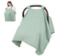 2 in 1 Muslin Infant Car Seat Cover, Multi-Purpose Breastfeeding Covers for Nursing, Breathable Carseat Cover for Baby Girls, Green