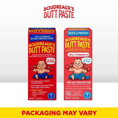 Boudreaux's Butt Paste Maximum Strength Diaper Rash Cream, Ointment for Baby, 4 oz Tube