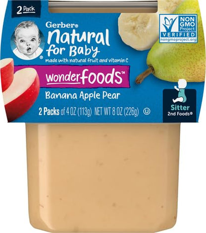 Gerber Baby Food, Banana Apple Pear, 4 Oz, 2 Ct