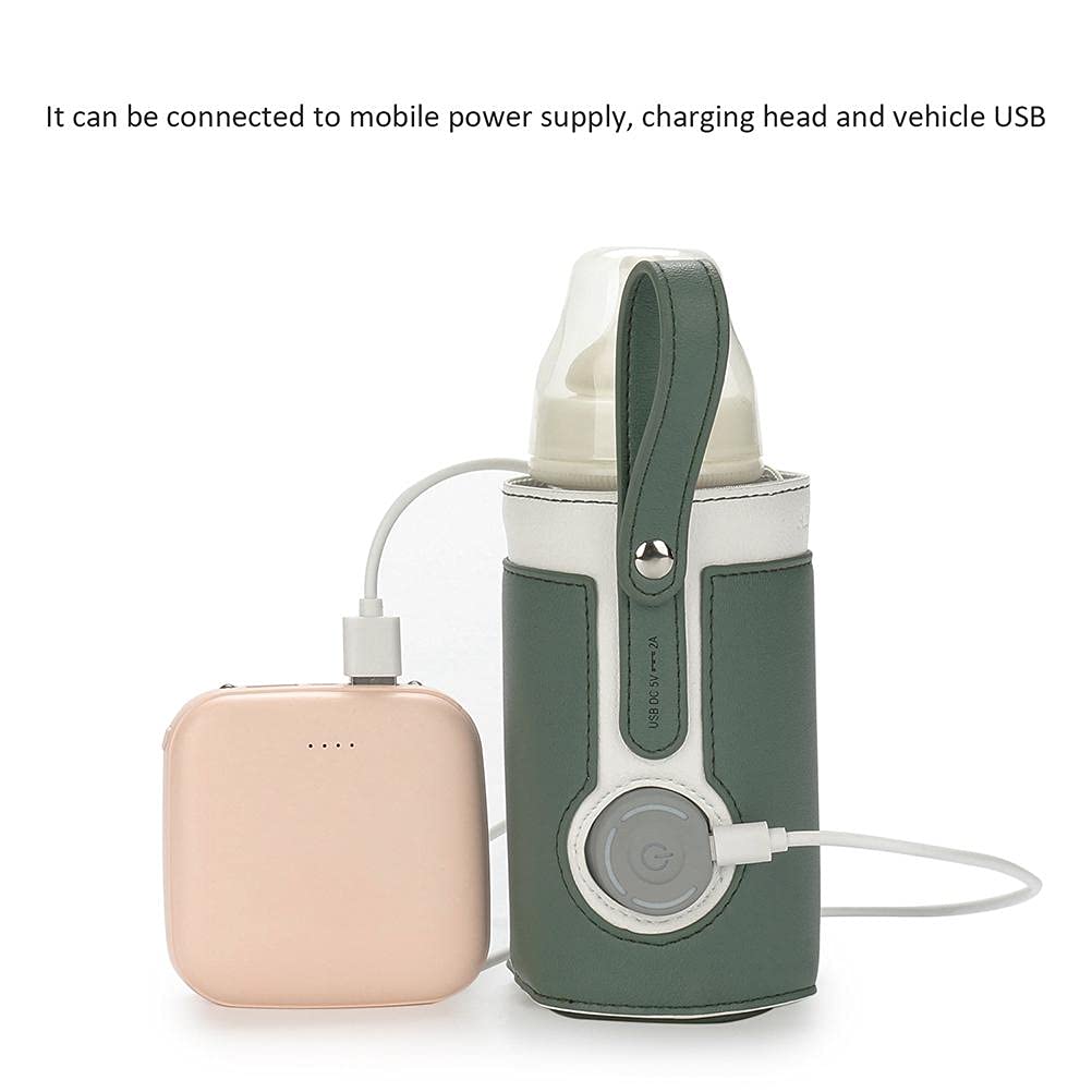 Bottle Warmer Bag 3 Temperature Adjustable Portable Baby Bottle Warmer for Connecting to Mobile Power