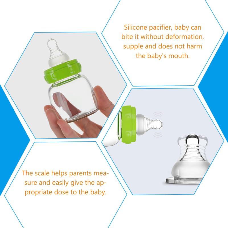 Kisangel Glass Baby Bottles, 3pcs Mini Babies Feeders Bottles 60ml with for Newborn Essentials Travel Outdoor, Pink Green Blue
