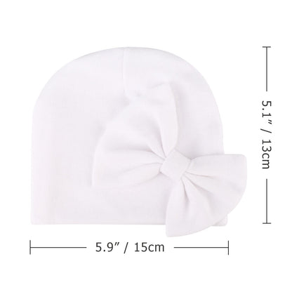 BQUBO Newborn Baby Girls Hats Mittens Set Hospital Hat Beanie Infant Bow Hats Baby Cotton Gloves for 0-6 Months
