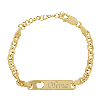 Cherished Moments Personalized Gift 14K Gold-Plated over .925 Sterling Silver Children's ID Name Bracelet for Babies, Toddlers, Kids, and Girls Custom Jewelry with Engraved Name (Newborn - 12 Years)