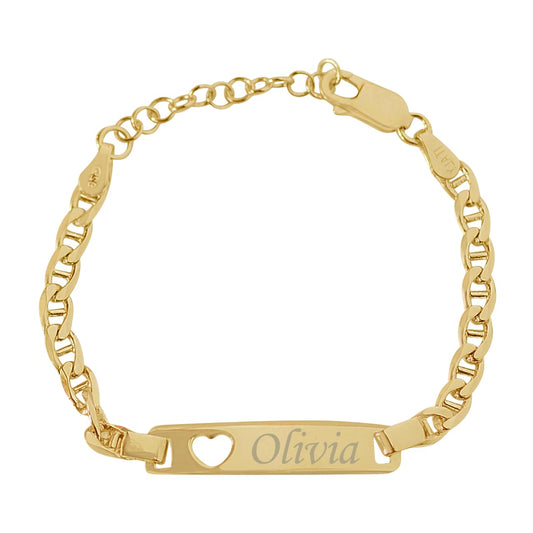 Cherished Moments Personalized Gift 14K Gold-Plated over .925 Sterling Silver Children's ID Name Bracelet for Babies, Toddlers, Kids, and Girls Custom Jewelry with Engraved Name (Newborn - 12 Years)