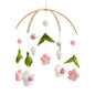 Baby Crib Mobile Wooden Wind Chime Bed Bell, Nursery Mobile Crib Rattle Bedroom Ceiling Wind Chime Hanging Bees Plush Flower Wooden Rotating Toy Newborn Bed Decor (Pink)