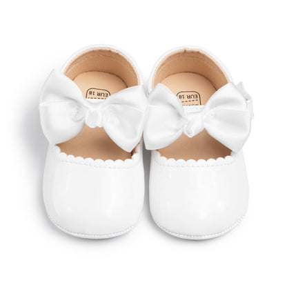 HsdsBebe Infant Baby Girls Mary Jane Flats Bow Non-Slip Soft Sole Princess Toddler First Walkers Sneaker Wedding Dress Shoes