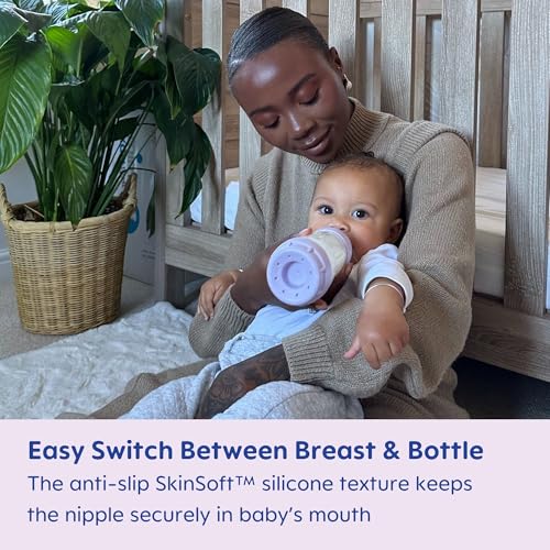 MAM 9oz Easy Start Anti-Colic Baby Bottles, Medium Flow, Breastfeeding-Like Silicone Nipple Bottle, Reduces Colic, Gas, & Reflux, Easy-to-Clean, BPA-Free, Colors May Vary