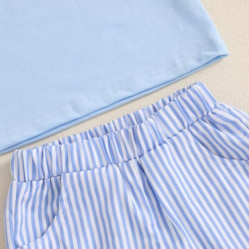 fhutpw Baby Toddler Boy Summer Clothes Embroidery Pattern Short Sleeve Tops & Casual Shorts 6 12 18 Months Outfits Sets